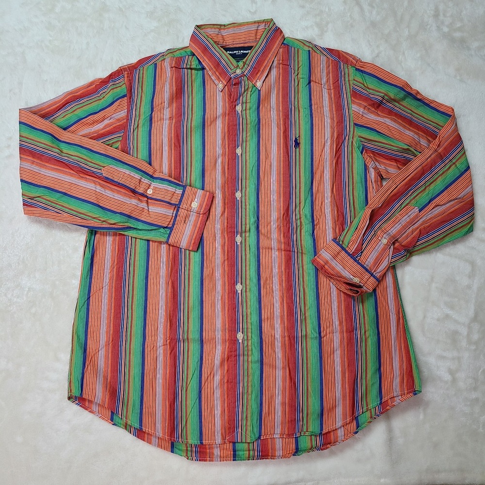 Vintage Polo Ralph Lauren Golf Line Button Up Dress Shirt Custom Fit Size Large